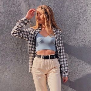 Hollister Plaid Flannel, Black and white, Size Medium